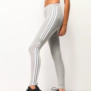 ADIDAS Grey Trefoil Tight Three Stripe Leggings Pants Yoga XS 0-2 NWT